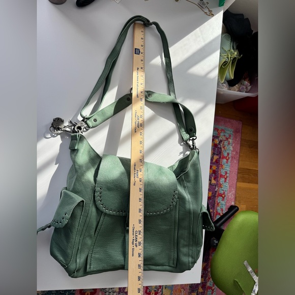 Free People We The Free Leigh Distressed Leather Tote Secret Sage Full Size - Picture 12 of 13